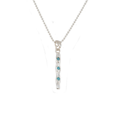 Sterling Silver Tag Pendant on Chain -Blue Topaz