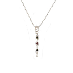 Sterling Silver Tag Pendant with Tourmaline Stones