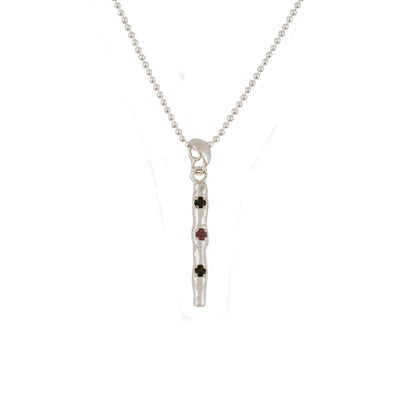 Sterling Silver Tag Pendant with Tourmaline Stones