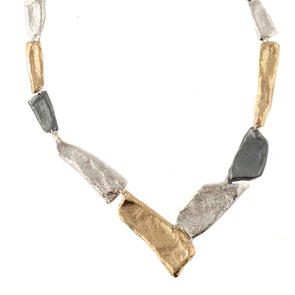 Sterling Silver Three Tone Statement Necklace