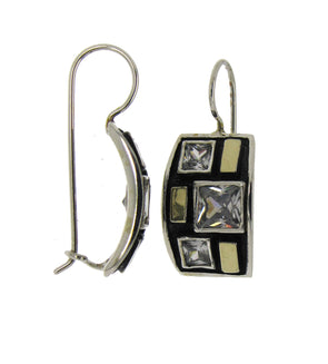 Black and Gold Sterling Silver Earrings with Cubic Zirconia - omani online