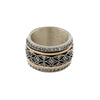 Art Deco Style Statement Mediation Band in Sterling Silver and Gold with Cubic Zirconia