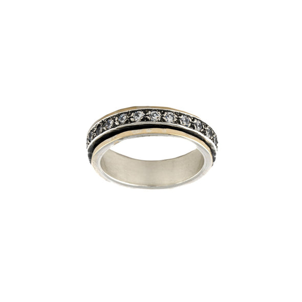 Dainty Meditation Eternity Band in Sterling Silver and Gold with Cubic Zirconia