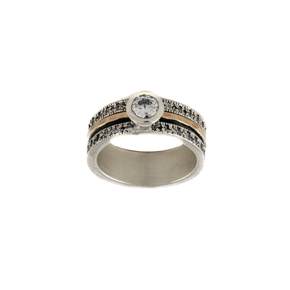 Meditation Ring in Sterling Silver and Gold- Engagement Ring