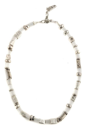 White And Silver Fashion Necklace - omani online