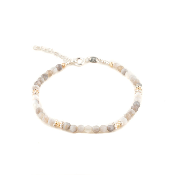 Natural Stone Dainty Bracelet with Sterling Silver Accents
