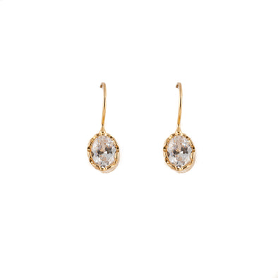 Gold Plated Sterling Silver Dainty Earrings with Clear Cubic Zirconia