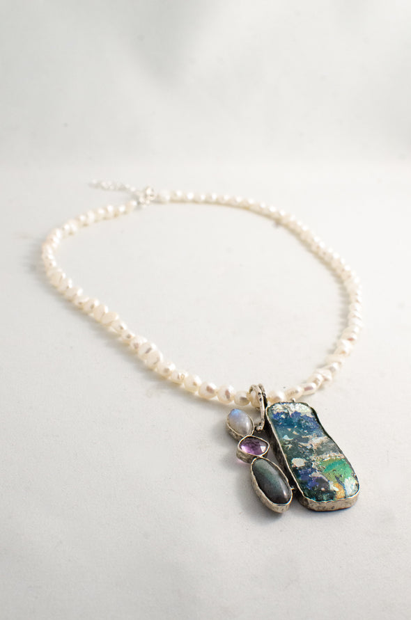 Roman Glass Beauty Necklace - omani online