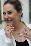 Artisan Three Tone Sterling Silver Pendant on Cable-Handmade in Israel