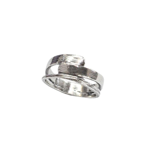 Textured and Smooth Sterling Silver Ring Handcrafted in Israel