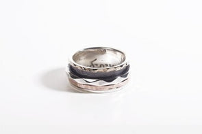 Meditation Ring in Sterling Silver and Yellow Gold Handcrafted in Israel