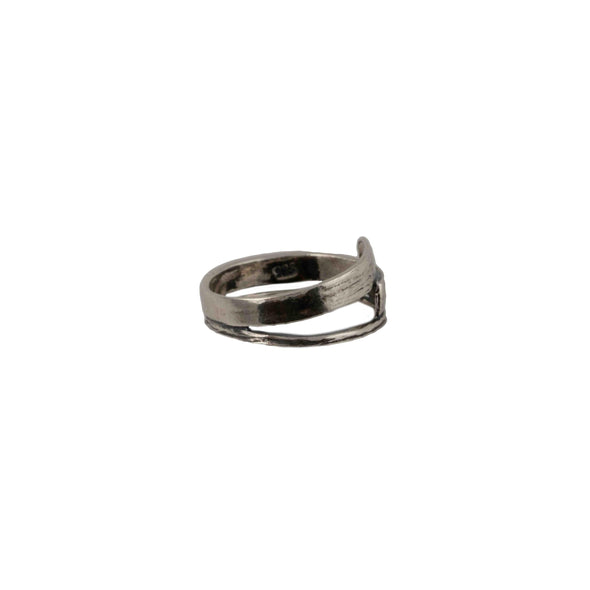 Textured and Smooth Sterling Silver Ring Handcrafted in Israel