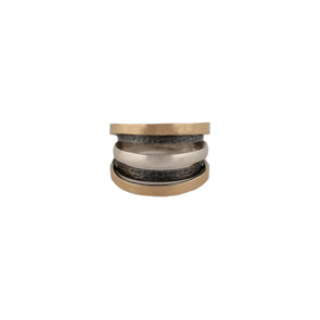 Statement Three Tone Sterling Silver and Gold Ring Handmade in Israel