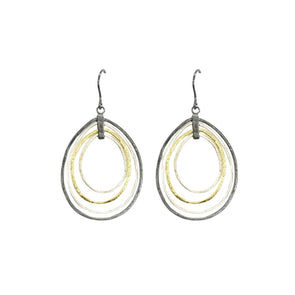 Sterling Silver Three Tone Earrings Handmade in Israel
