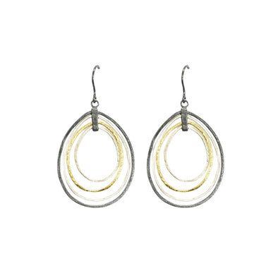Sterling Silver Three Tone Earrings Handmade in Israel