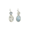 Asymmetrical Sterling Silver Earrings with Aquamarine – Handcrafted Textured Design from Israel