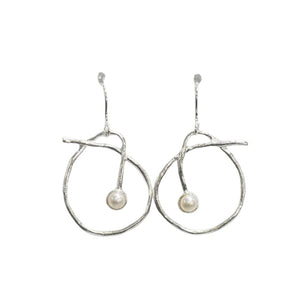 Olam Sterling Silver Earrings Set With Pearl Handmade in Israel"