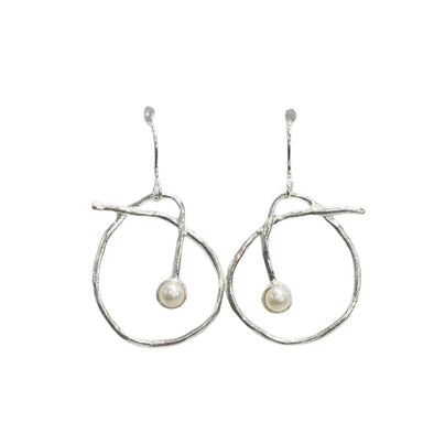 Olam Sterling Silver Earrings Set With Pearl Handmade in Israel"