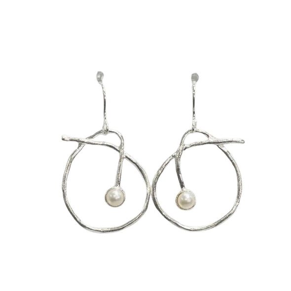 Olam Sterling Silver Earrings Set With Pearl Handmade in Israel"