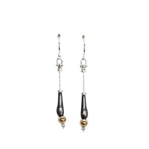 Sterling Silver Dangle Earrings Three Tone Handmade in Israel