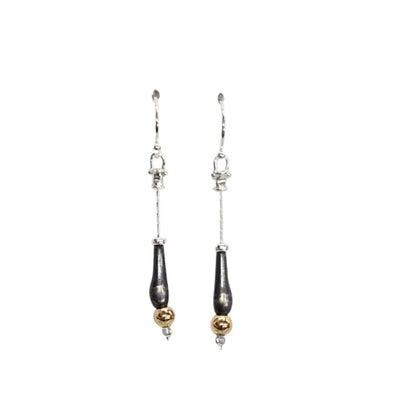 Sterling Silver Dangle Earrings Three Tone Handmade in Israel