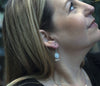 Ancient Roman Glass and Sterling Silver Earrings with Pearls-Handmade in Israel