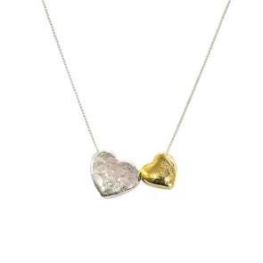 Dainty Hearts in Two Tone Sterling Silver Handmade in Israel