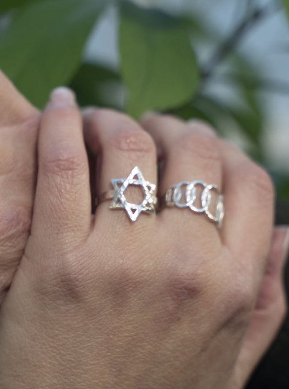 Circle of Life Hammered Sterling Silver Ring Handmade in Israel
