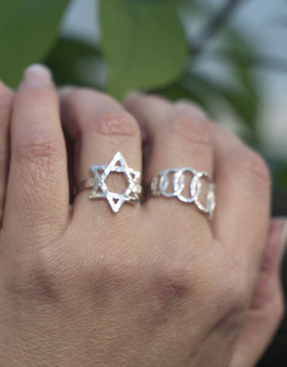 Star of David Textured Sterling Silver Ring Handmade in Israel