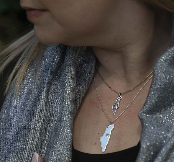 Sterling Silver Map of Israel with Star of David Handmade in Israel