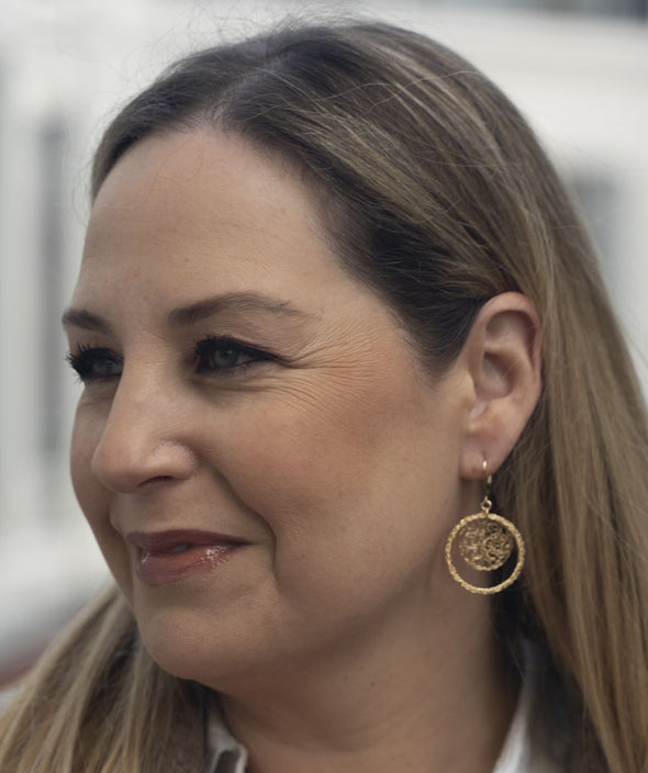 Gold Filled Artisan Dangle Earrings Handmade in Israel