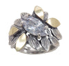 Sterling Silver & Gold Marquise CZ Ring – Handcrafted Statement Band from Israel