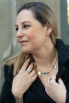 Three Tone Sterling Silver Necklace with Front Design