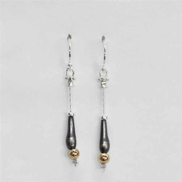 Sterling Silver Dangle Earrings Three Tone Handmade in Israel