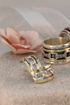 Sterling Silver and Gold Earrings Link Design Handmade in Israel