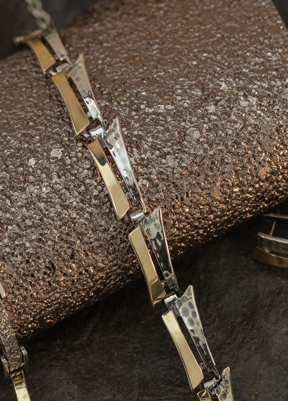 Sterling Silver and Gold Artisan Bracelet Handmade in Israel