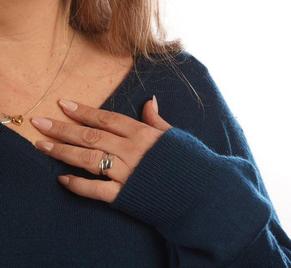 Textured and Smooth Sterling Silver Ring Handcrafted in Israel