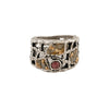 Rough Diamonds and Garnet Ring in Sterling Silver Handmade in Israel