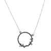 Sterling Silver Two Tone Circle Pendant with cubic Zirconia Handmade in Israel