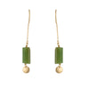 Gold Plated Dangle Earrings with Chrysoprase Stone-Handmade in Israel