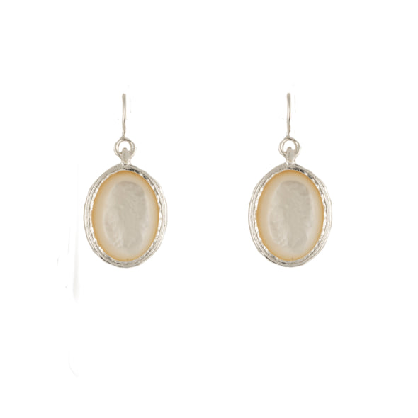 Mother of Pearl Sterling Silver Earrings Handmade in Israel