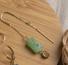 Gold Plated Dangle Earrings with Chrysoprase Stone-Handmade in Israel