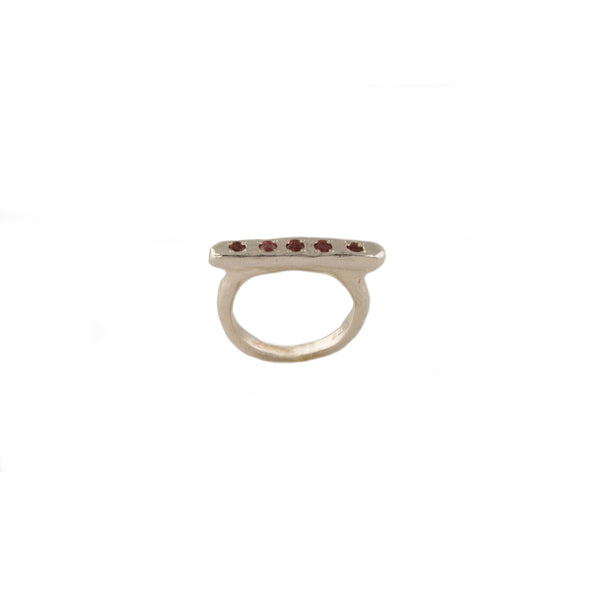 Pink Tourmaline Hammered Sterling Silver Ring – Handmade in Israel