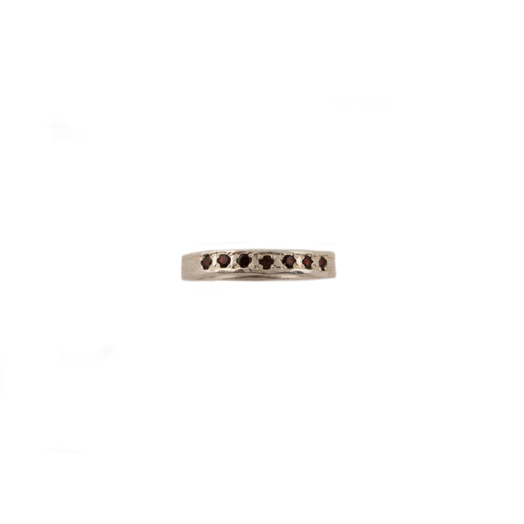 Textured Stackable Sterling Silver Ring with Garnet – Handcrafted in Israel