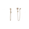 Sterling Silver Chain Earrings with Double Flower – Handmade in Israel