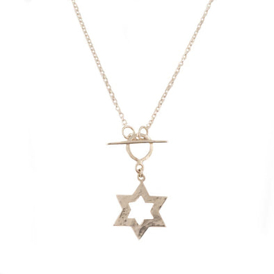 Sterling Silver Star of David with Toggle Necklace Handmade in Israel