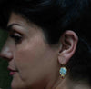 Roman Glass Earring Gold Plated with Garnet- Handmade in Israel