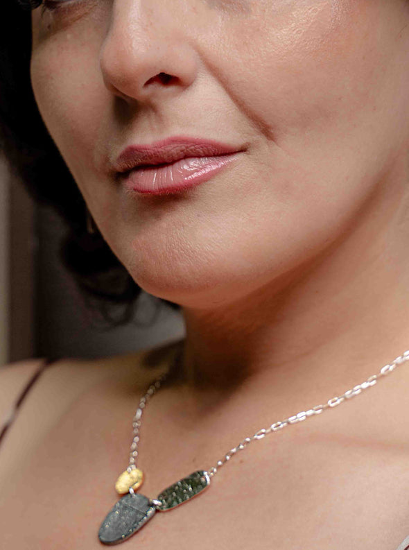 Three Tone Sterling Silver Necklace Handmade in Israel