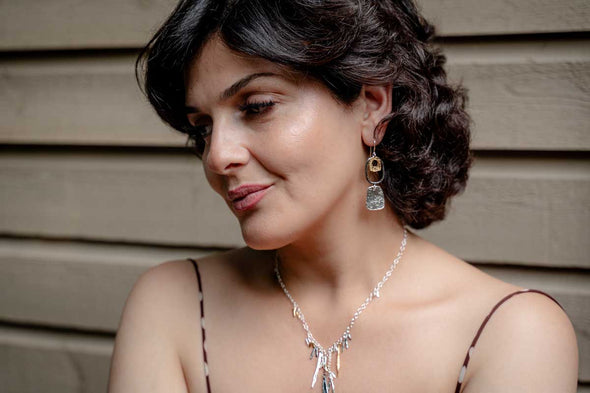 Unique Three Tone Silver Necklace – Handcrafted Asymmetrical Statement Jewelry from Israel