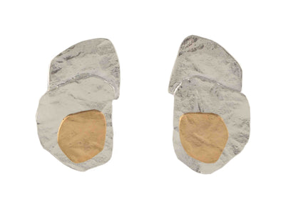 Hammered Sterling Silver Two-Tone Earrings | Handcrafted in Israel